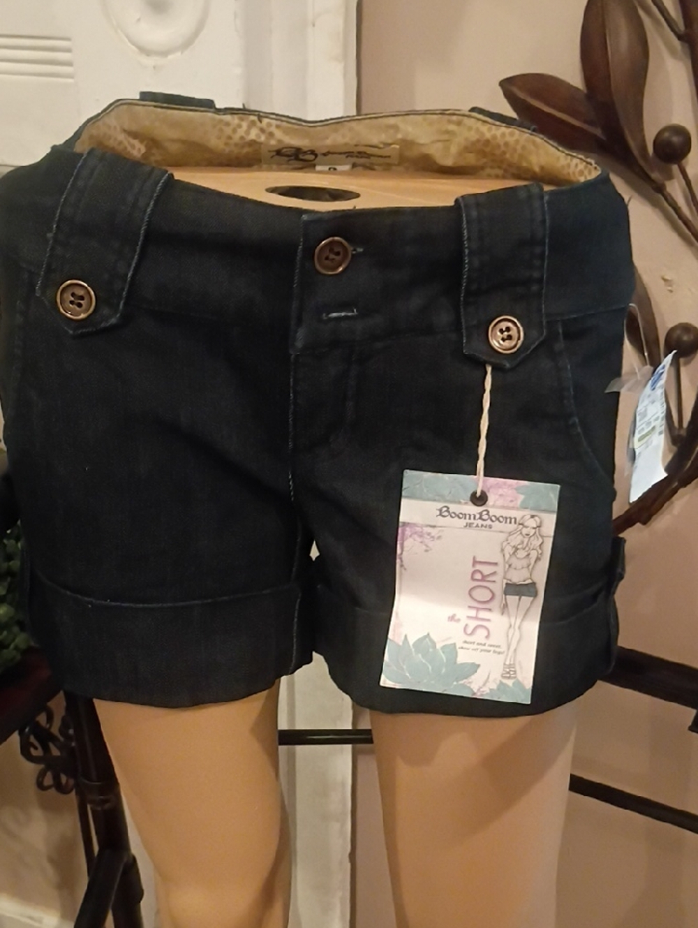Boom Boom Jeans Dark Blue Cuffed Women's Denim Shorts